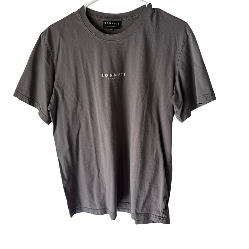 Sonneti London Gray Logo T-Shirt Men’s‎ M Short Sleeve Cotton Casual Tee